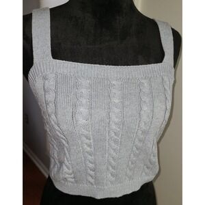 Abercrombie & Fitch Halter Top Blue Cable Knit Ribbed Sweater Sz Sm Minimalist